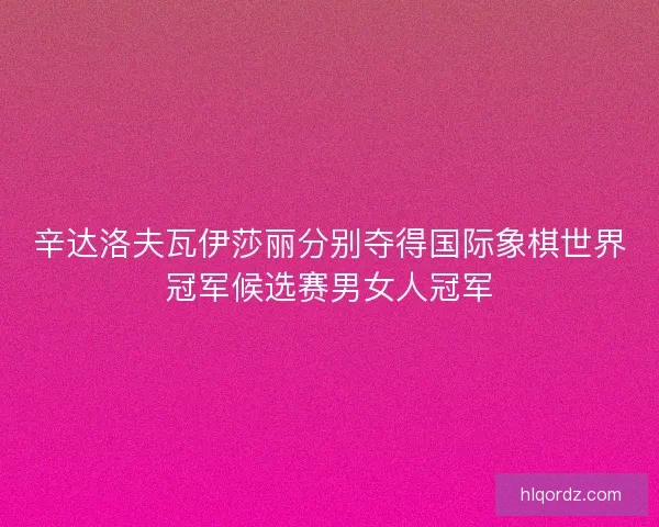 辛达洛夫瓦伊莎丽分别夺得国际象棋世界冠军候选赛男女人冠军
